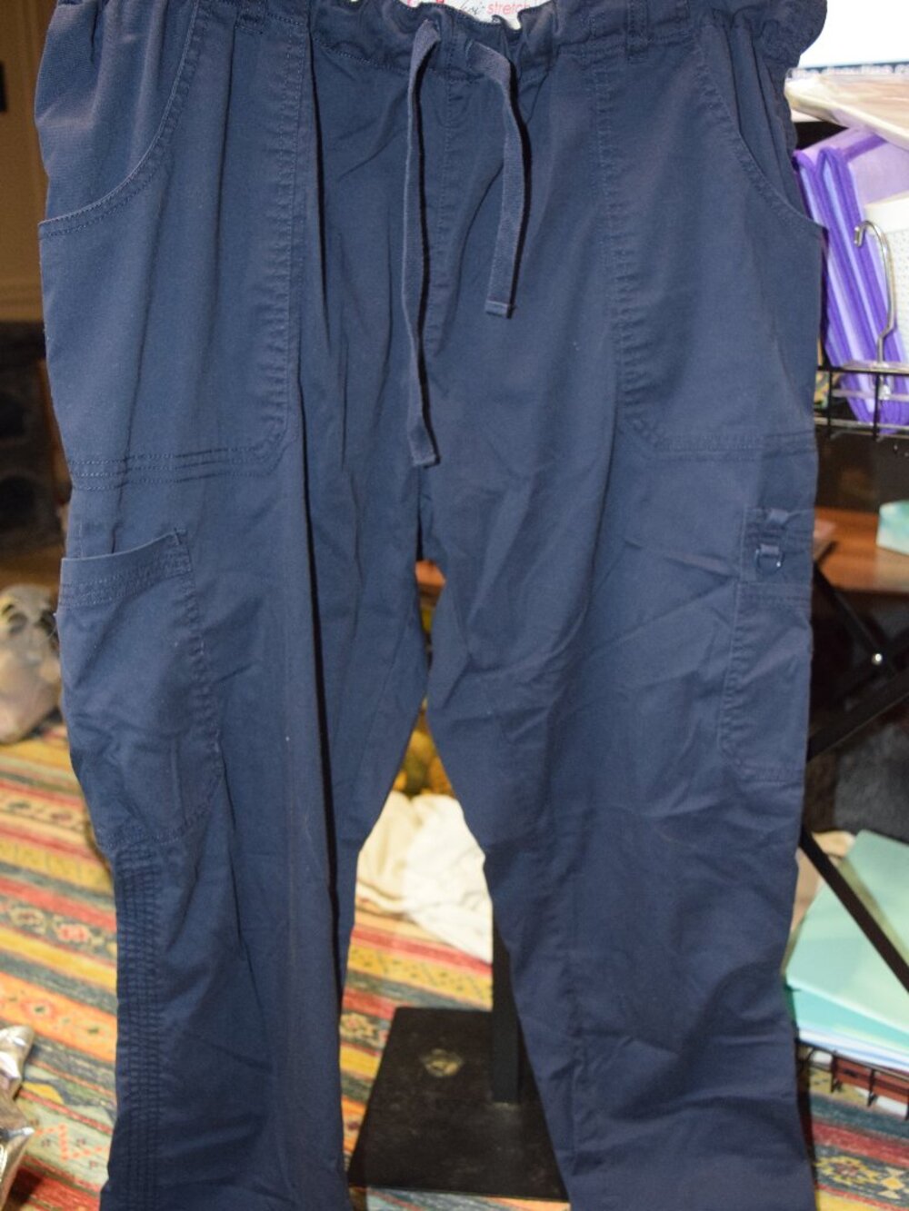 Koi Women Scrub Pants 2X PETITE Blue Cargo Stretch PO#VL100655 28" Inseam